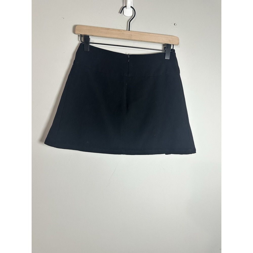 FREE Paris Black Mini Skirt - Flat Front Back Pleated - Made in France - XS